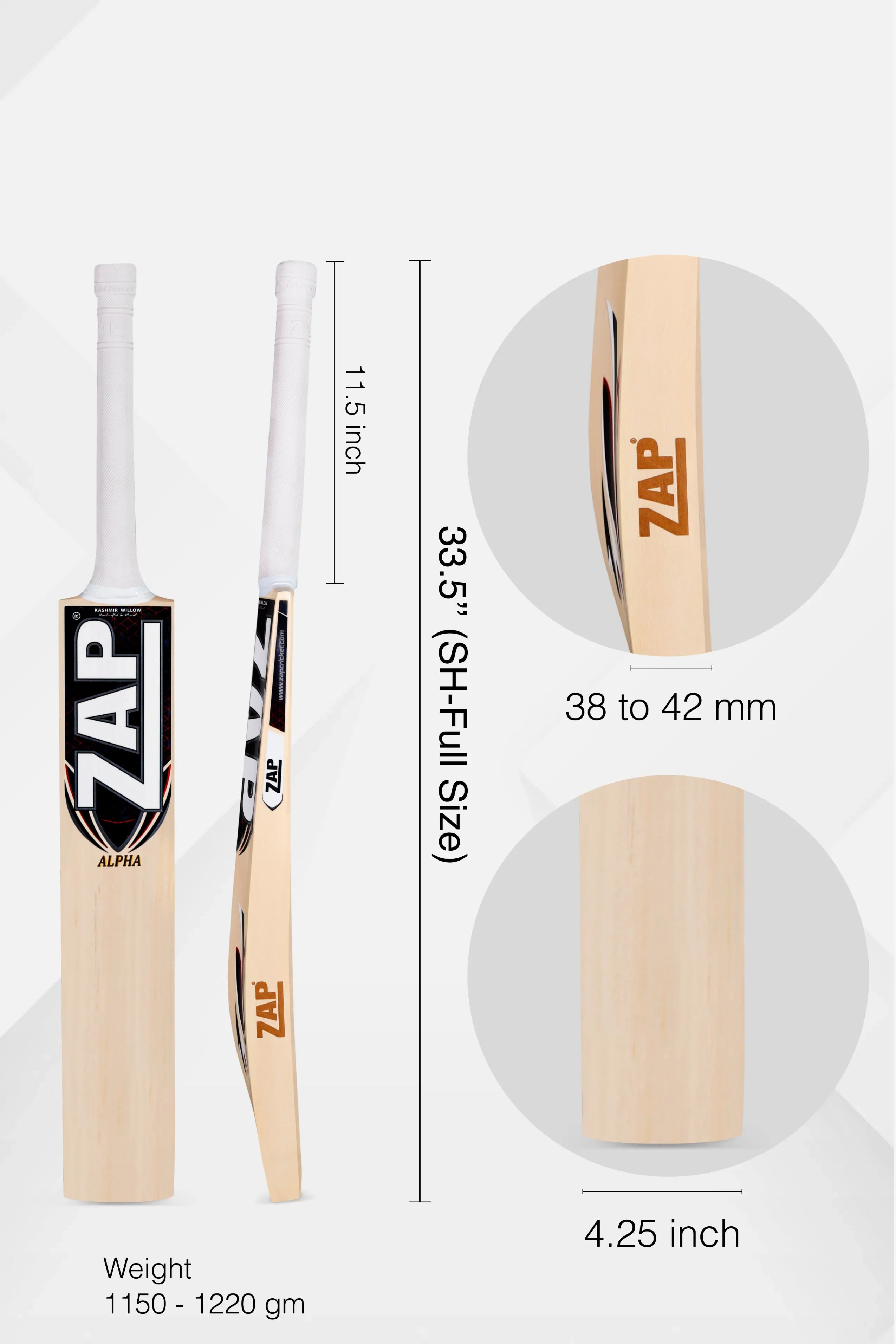 ZAP Alpha Kashmir Willow Cricket Bat
