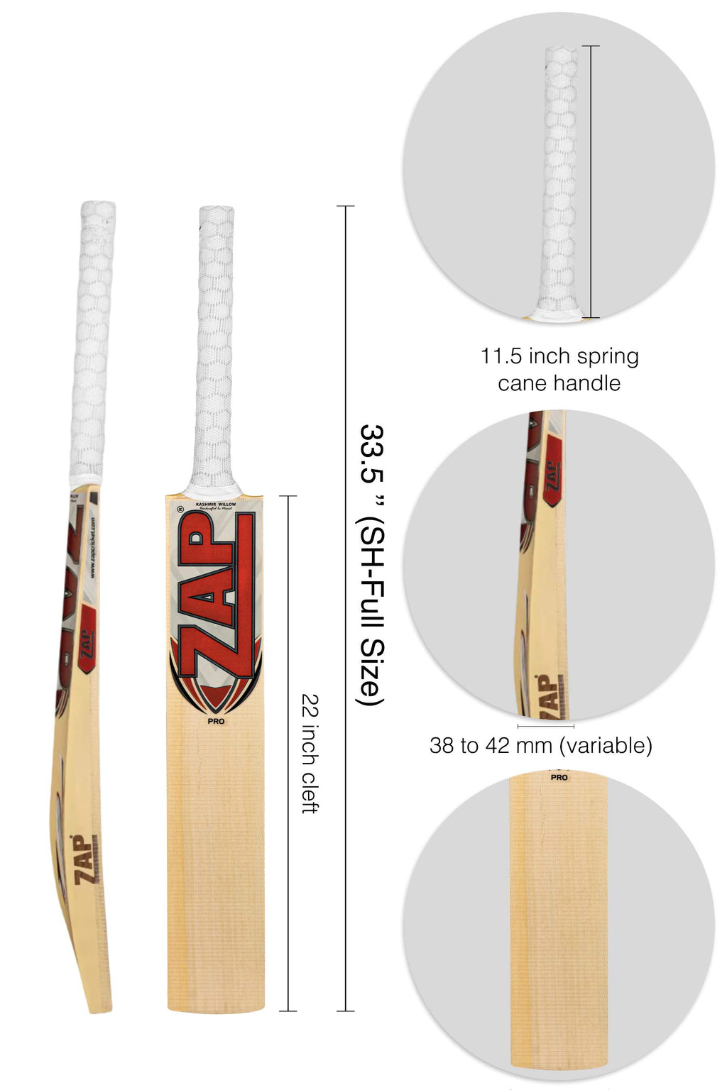 ZAP Pro Kashmir Willow Bat